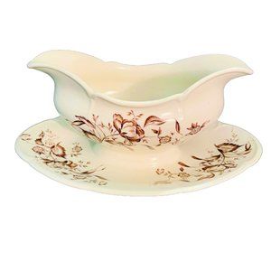 Vintage Johnson Brothers Windsor Ware Gravy Boat W/ Under Plate